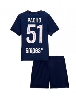 Paris Saint-Germain Willian Pacho #51 Replika Hemmakläder Barn 2025-26 Kortärmad (+ byxor)